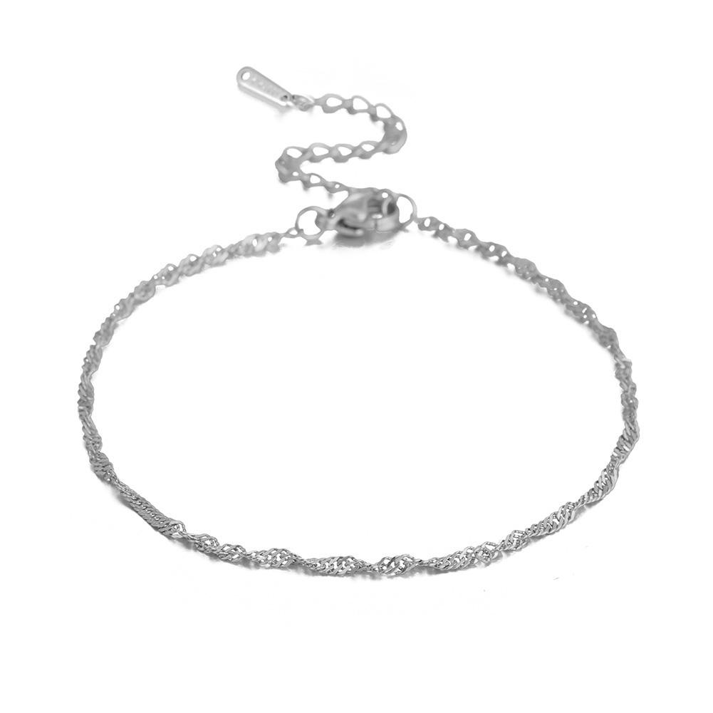 Figaro Beads Herringbone Chain Bracelet for Women Men Stainless Steel Wrist Jewelry Twist Box Rope Chains Waterproof Accessories
