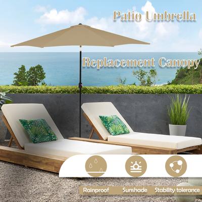 Housse de remplacement pour parapluie 1,95 m Imperméable Tissu de remplacement pour parasol Accessoires d'ombrage pour patio extérieur pour parasol à 6 baleines
