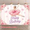 2D Premium Gedruckter Ballerina Happy Birthday Hintergrund für Mädchenparty