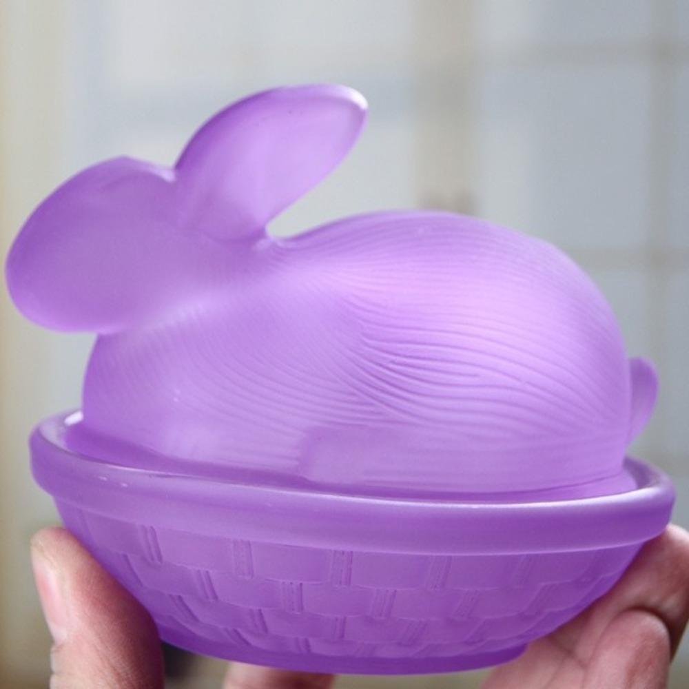 Glass Easter Rabbits Candy Dish Multi-Color Rabbit Storage Jar Cookies Candy Bowl  Tabletop Display фиолетовый