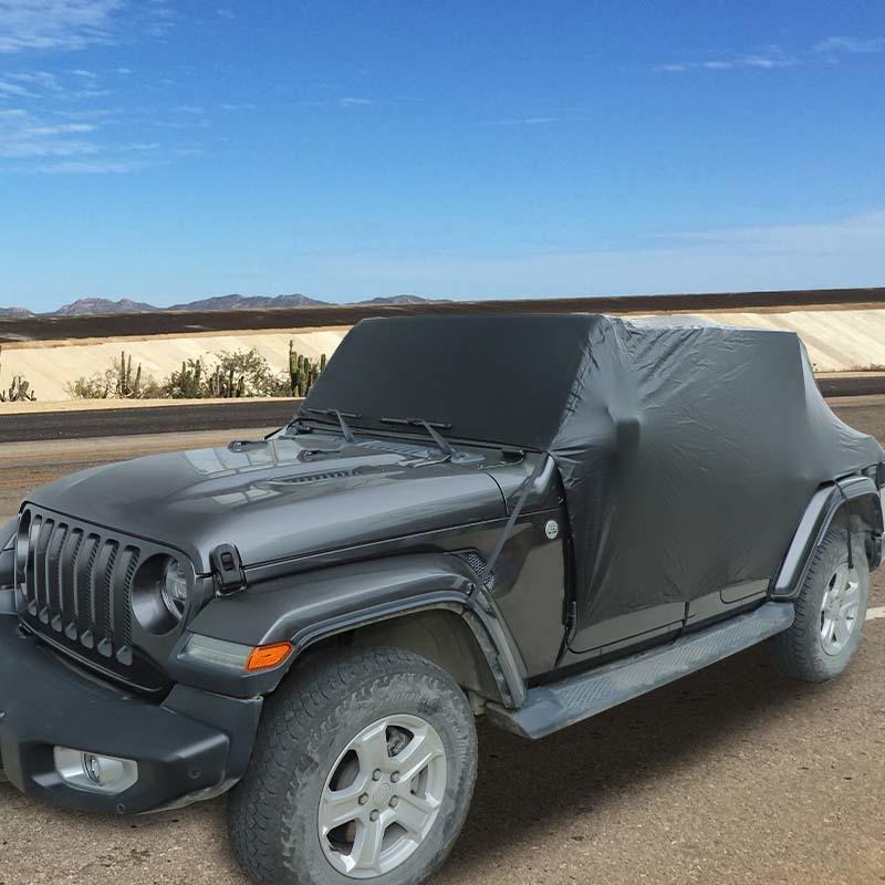 Vanntett allværs frontrute solskjerm i skinn bildeksel Passer til Jeep Wrangler JL 4-dørsversjon 2018-2023 Eksteriørtilbehør