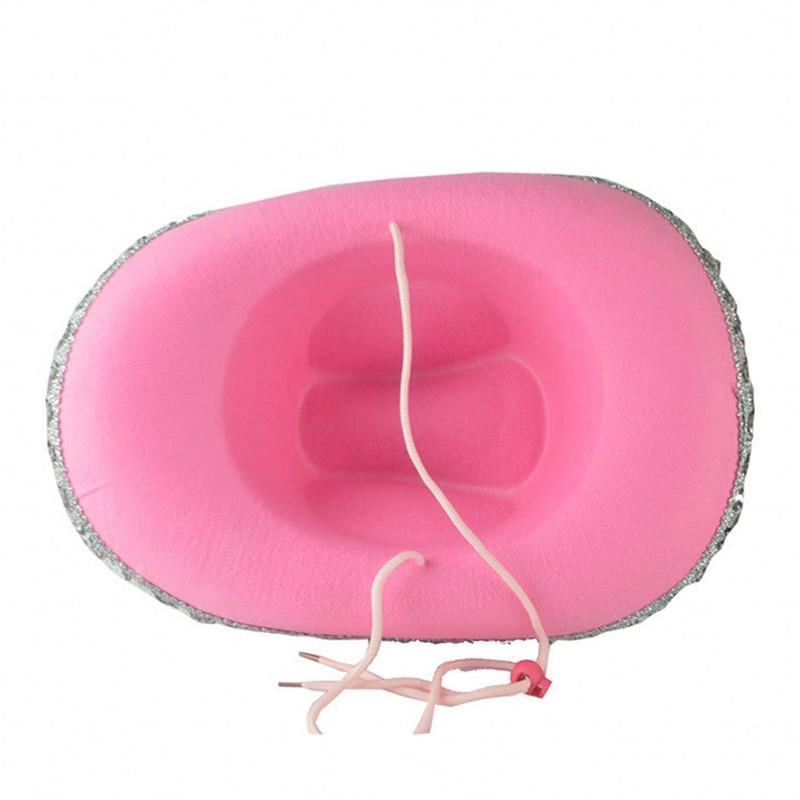 Western Cowboy Caps Pink Cowgirl Hat for Women Girl Tiara Cowgirl Hat Holiday Costume Party Hat Feather Edge Fedora Cap