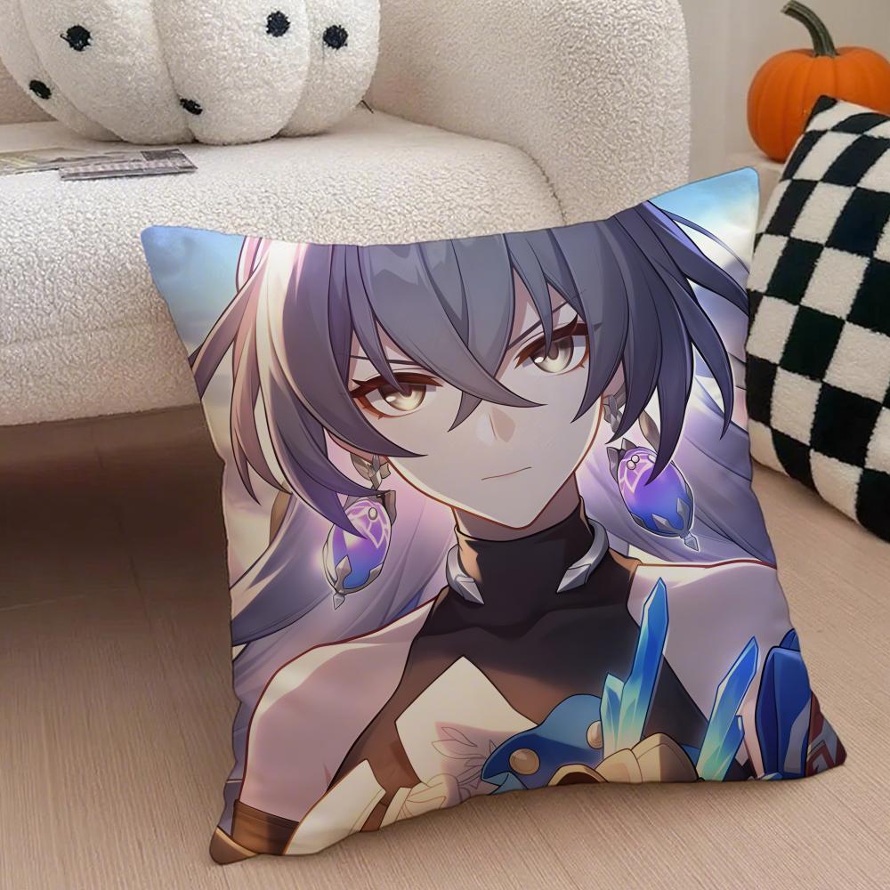 BBronya Star Rail Game Character Cushion Cover Throw Pillow Cover Hidden Button Durable Polyester Chair Cushion