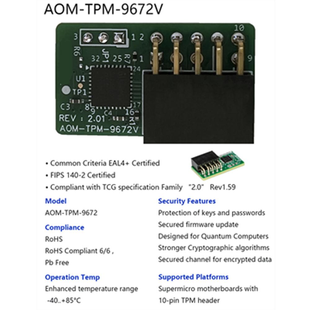 10 Pin TPM 2.0 Module Trusted Platform For SuperMicro AOM-TPM-9670V  2.0