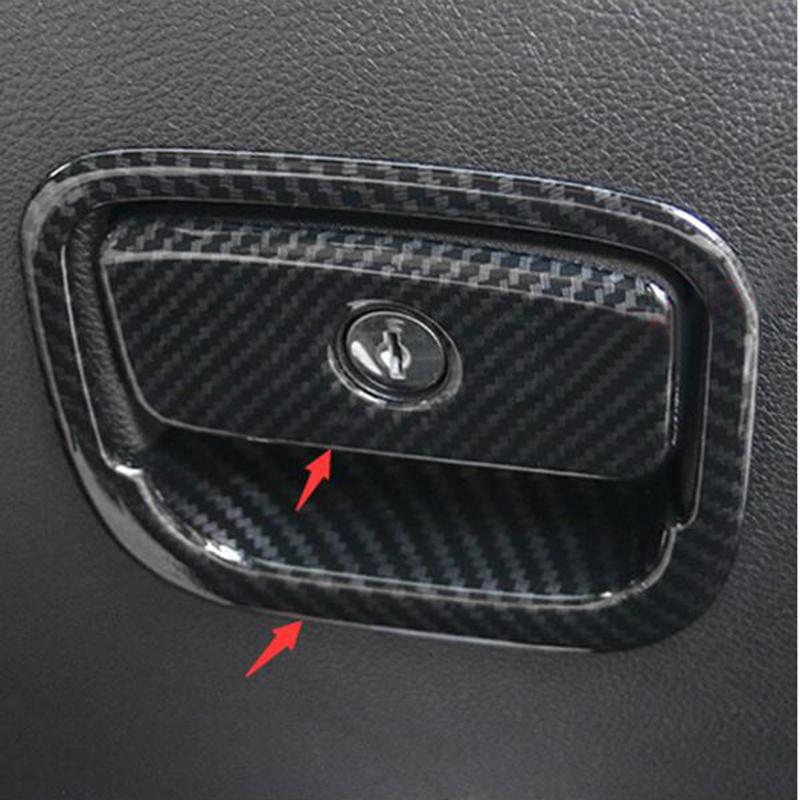 For Jeep Grand Cherokee 2014 2015 2016 2017 2018 ABS Carbon Fiber  Front Storage Glove Box Handle Cover Trim 2PCS