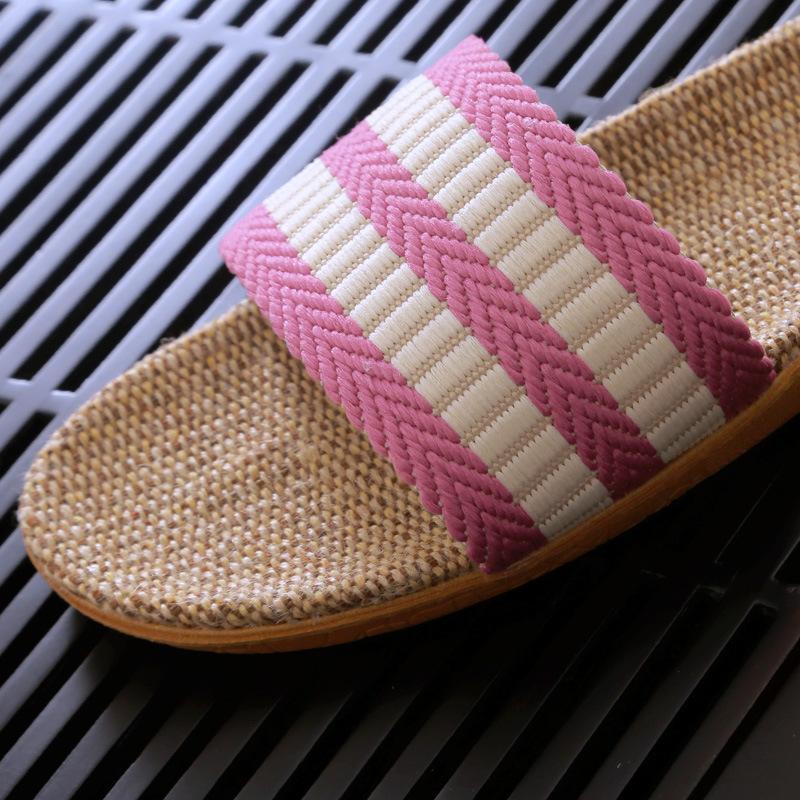 New Summer Women's Striped Linen Slippers