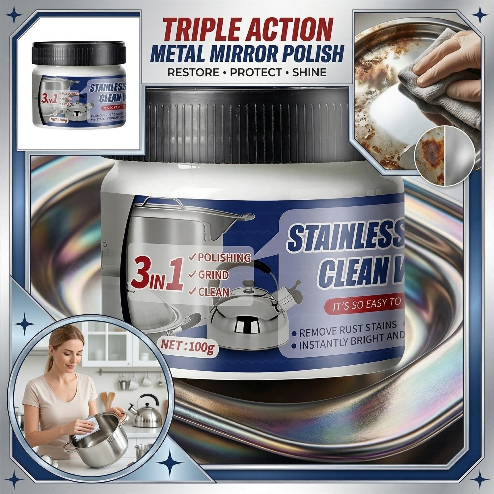 Stainless Steel Cleaning Paste, Remover & Polish For Cookware & Appliances One Size