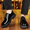 Men's Lacquered Leather Shoes Classic Minimalist Style Office and Party Outdoor Fashion Street Thick Soled Shoes Black New
