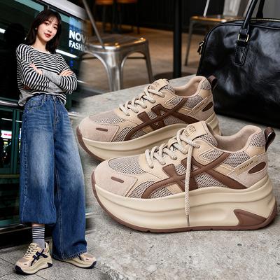 Chaussures de papa à augmentation de hauteur intérieure en maille pour femmes, automne nouveau, plateforme décontractée, chaussures Forrest Gump, chaussures de sport pour entraînement moral