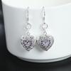 925 Sterling Silver Heart-shaped Purple AAA Zircon Piercing Earrings, Fashionable Wedding Jewelry