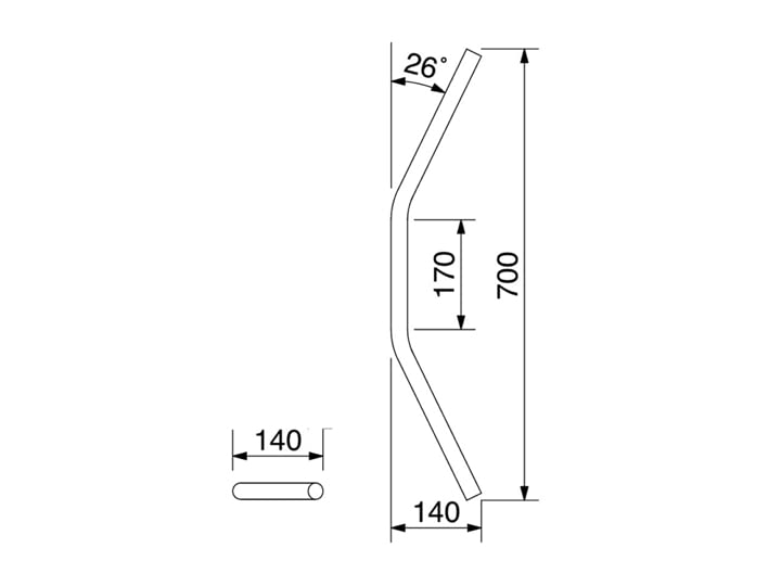 HURRICANE Handlebar P1 inch Flat 2 type Chrome plated HB0151C-01