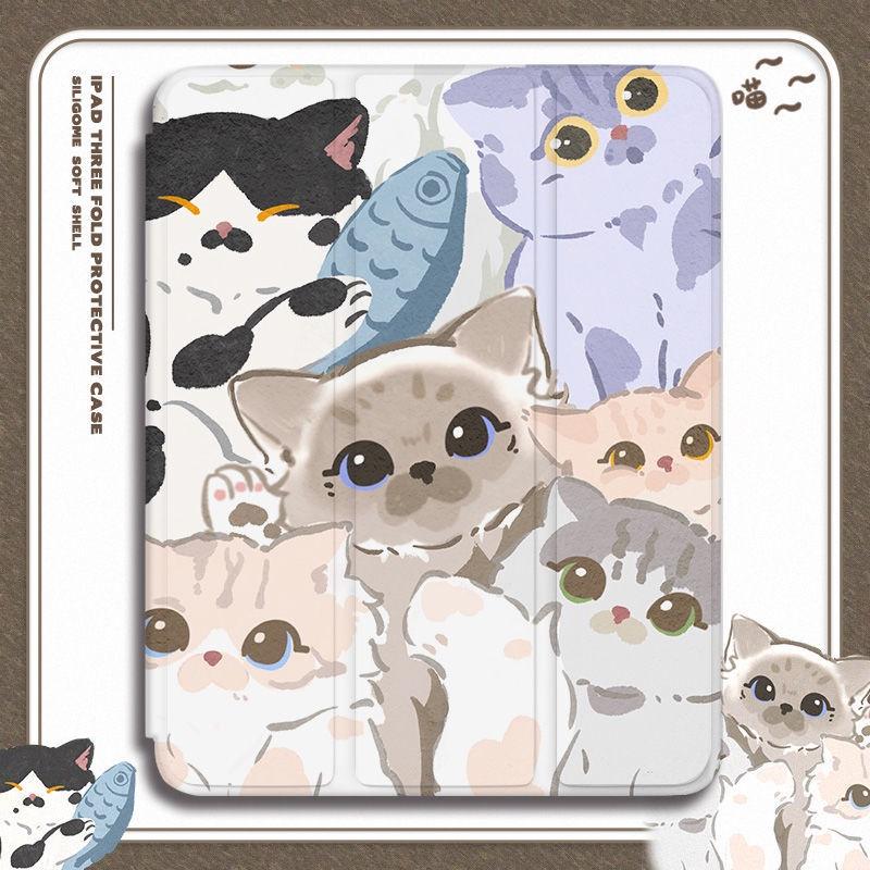 Para iPad 9.7 2018/17 Cute Cat Air3 10.5 PRO11 2020/21 iPad Mini4/5 10.2 Gen9 Gen8/7 Gen6/5 Pro 10.5 Air 2/1 Flip Stand Silicone Capa protetora