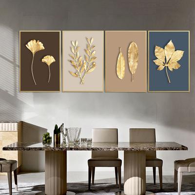Pictură pe pânză cu flori cu frunze de aur și argint, poster în stil nordic, decor pentru cameră de zi, poze de perete pentru decorul camerei, decor de perete