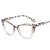 Leopard Print Cat Eye Color Block Glasses, Women's Retro Style, Prescription Compatible, Anti-Blue Light Frames.
