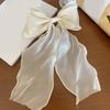 Elegant Large Bowknot Hair Clip For Women French Design Long Tail Tulle Hair Styling Accessories for Everyday Wear