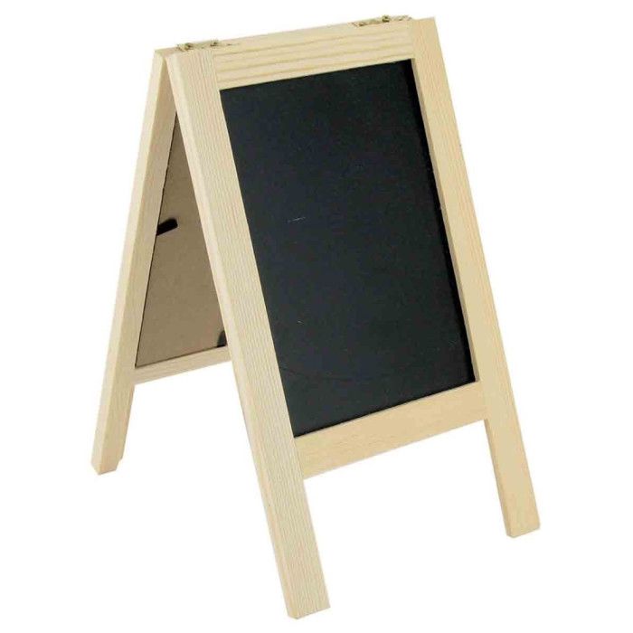 Petite ardoise noire - Deux faces - A poser - Bois - A décorer - 21 x 12 cm