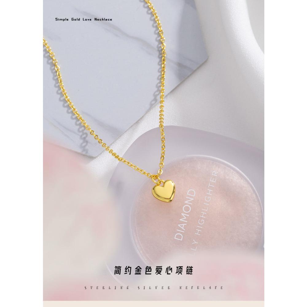 Glossy Heart-shaped Necklace Women's Niche High-end Design Sense Light Luxury Collarbone Chain Love Pendant
