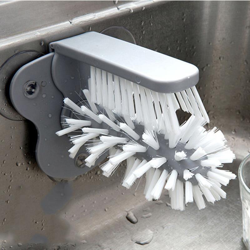 Cup Scrubber Glass Cleaner Lazy Bottles Brush Sink Kitchen Accessories 2 in 1 Drink Suction Cup Cleaning Brush Gadgets