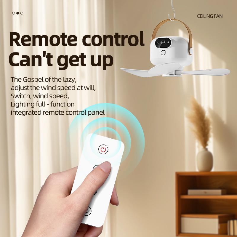 Ceiling Fan Portable Camping Tent Ceiling Canopy Fan 8000mah Rechargeable Wireless Fan Air Circulators with Remote Control Light
