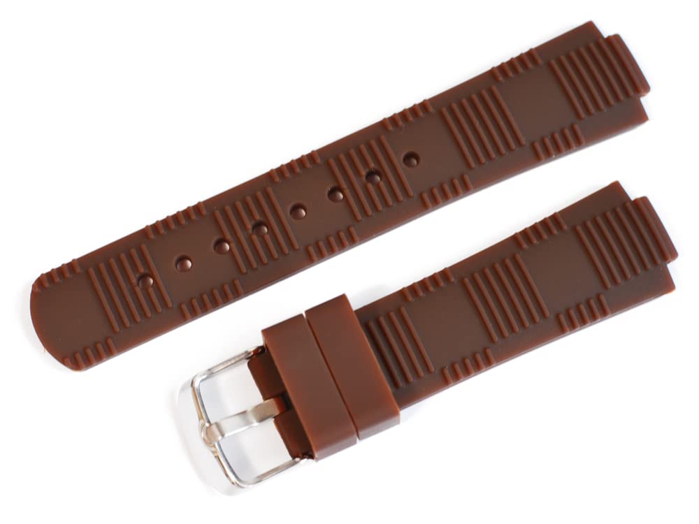[Import King Original] [TAMBOUR Men s Rubber Strap Replacement - Brown - 21/18mm]
