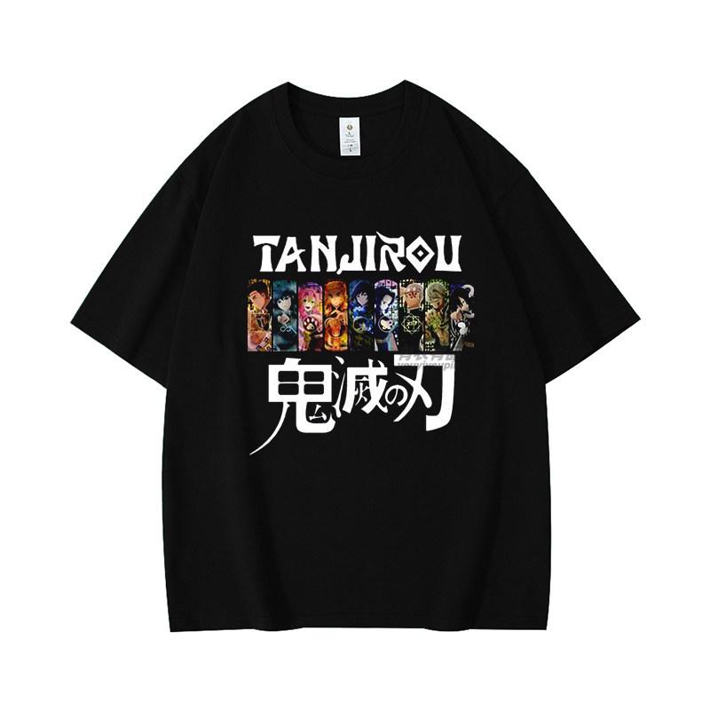 2026 New Demon Slayer Tanjiro Nezuko Pure Cotton Loose Shortsleeved Tshirt for Men and Women