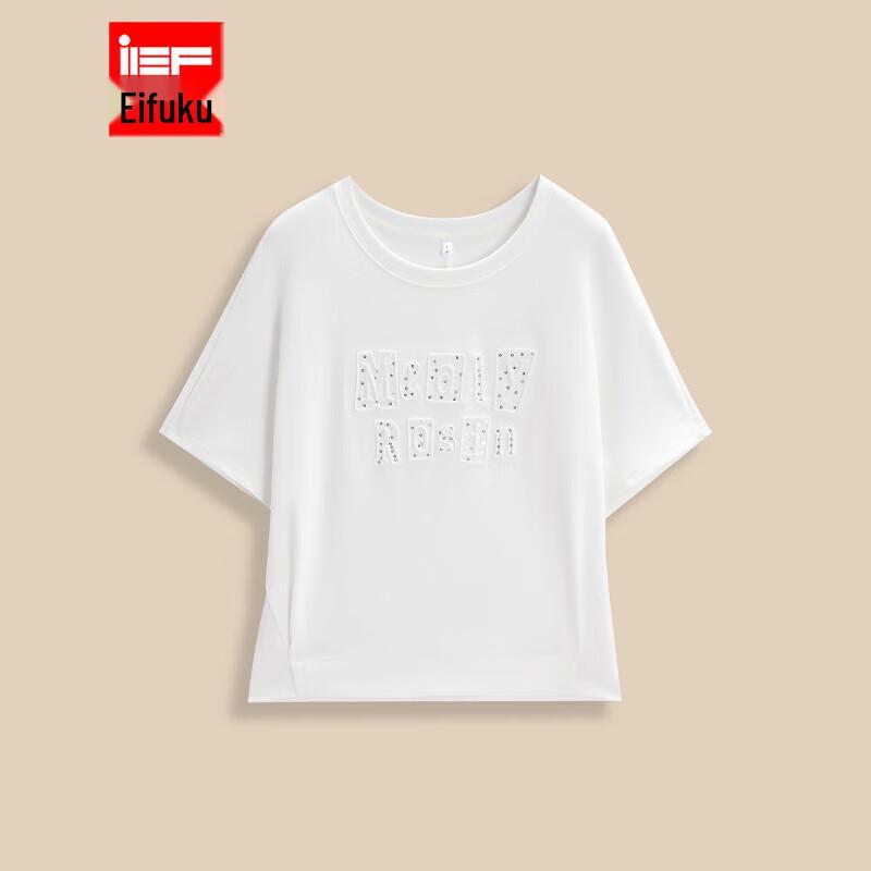 IEF Aiyifu 2026 Spring Letter Print Loose T-Shirt One Size