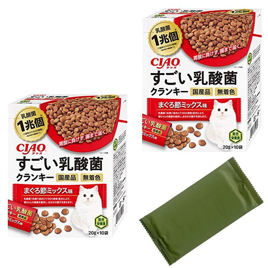 Inaba Pet Food CIAO Chao Amazing Lactic Acid Bacteria Crunchy Tuna Mix Flavor x Cat Dry Food Comprehensive Nutrition Food Set of 2 with Bonus (20g