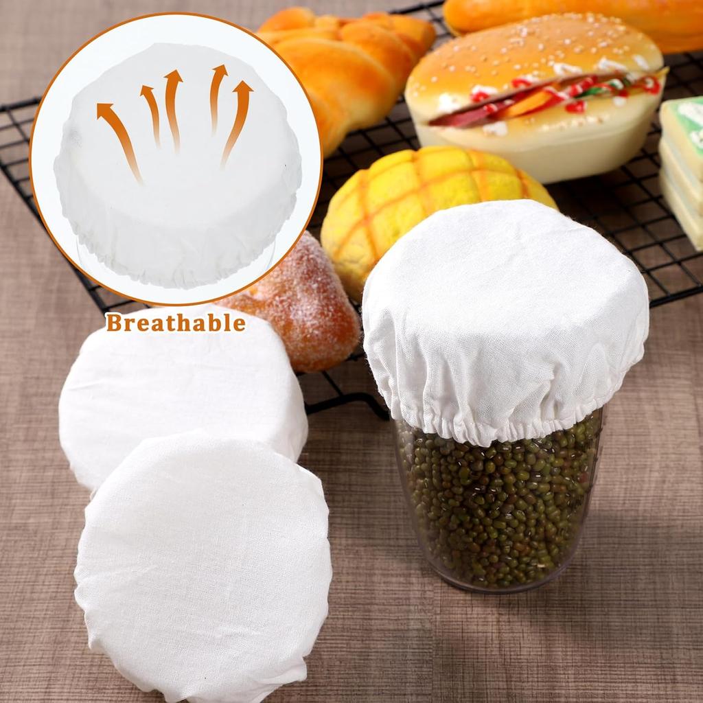 4 Pack Sourdough Jar Cover, Reble Sourdough Starter Jar Cover Cloth Fits Jars 3-4 Inch Cotton Bread Fermentation Container Tops Elastic Breathable