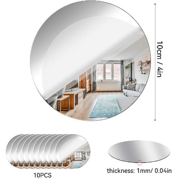 Acrylic Round Mirrors Self Adhesive Non Glass Mirror Circle Wall Mirror Clear Wall Sticker Decals for Wedding Table Centerpiece and Home Living Room