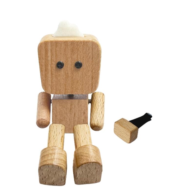 

Magnetic Wooden Automotive Sculpture Dancing Robot Figurine For Car Dashboard Handmade Moving Limbs