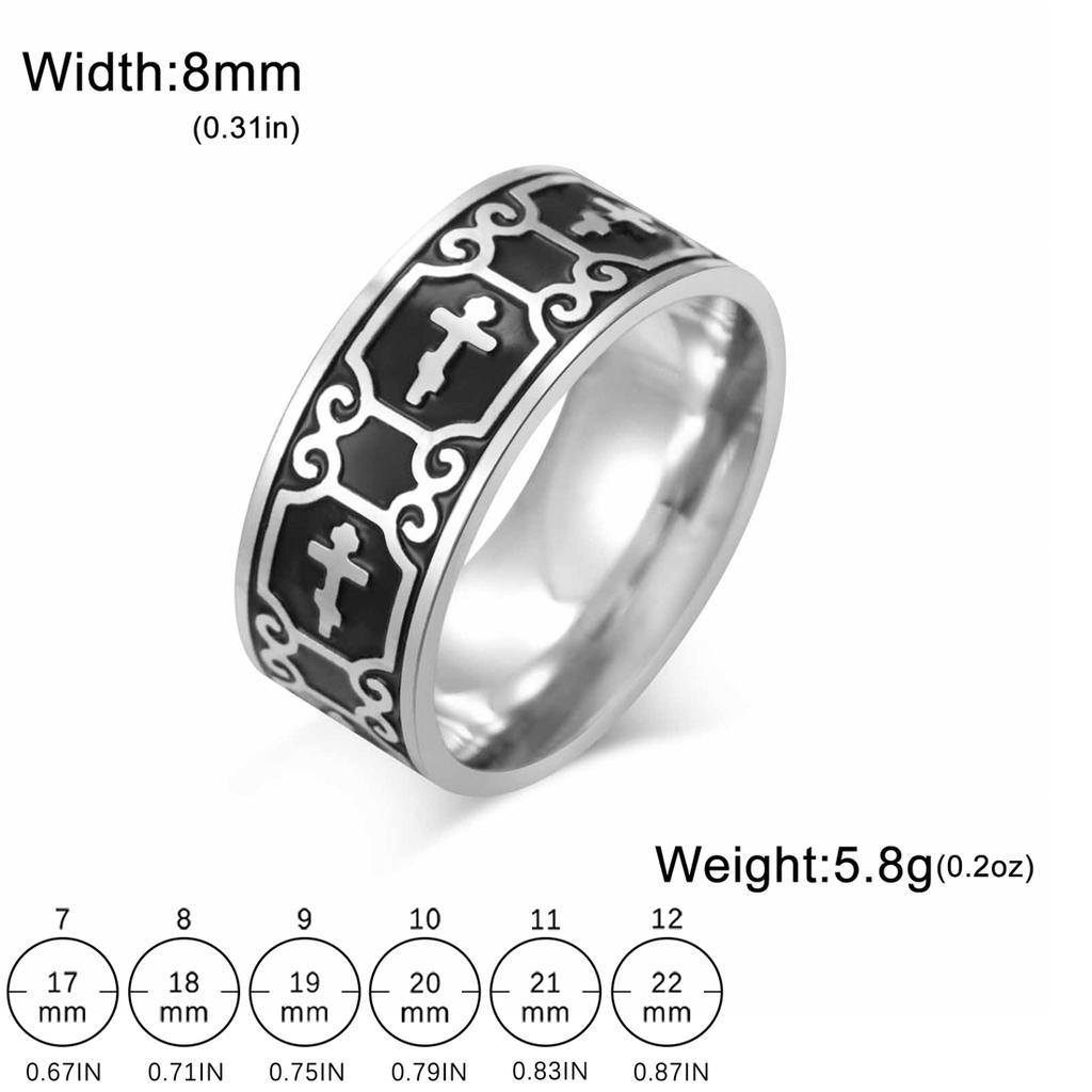 Filigree Cross Rings Stainless Steel Black Style Classic Prayer Ring for Women Men Christian Amulet Jewelry Wholesale