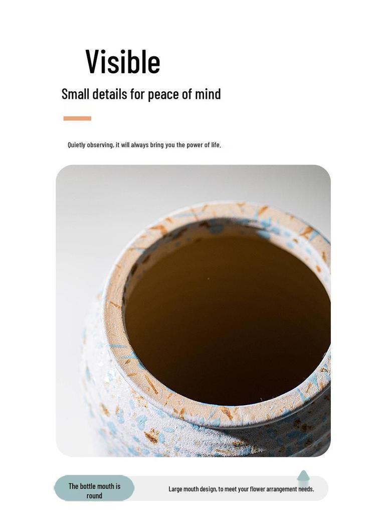 Minimalist Kiln-Fired Ceramic Vase: Home Living Room Decor for Fresh or Dried Flowers