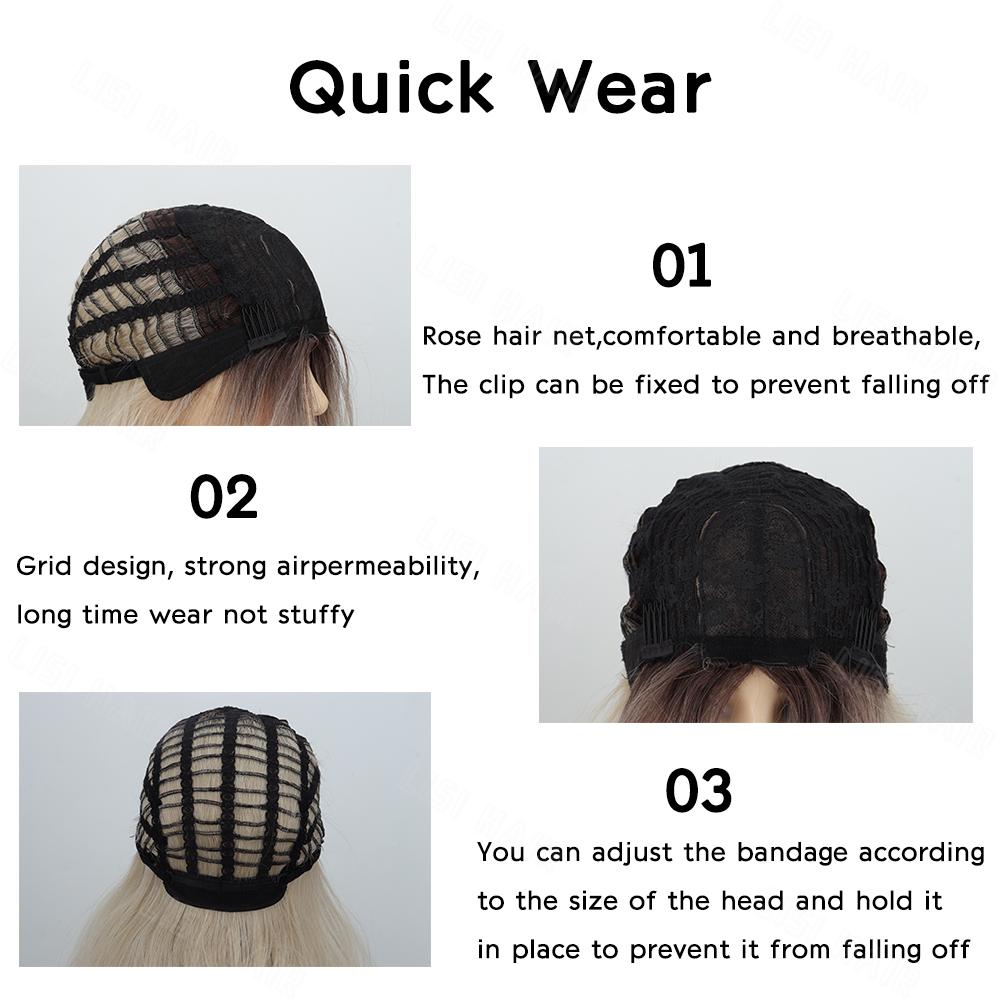 MISSQUEEN Long Wavy Blonde Wigs For Women Middle Part Synthetic Wig Natural Looking Heat Resistant Fiber Wigs