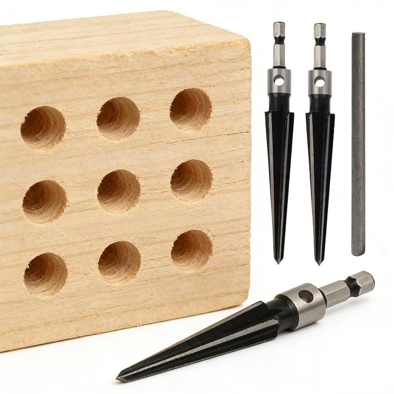 T-handle Taper Reamers for Woodworking Hexagonal Tapered Hex Reamer Bridge Pin Hole Handheld Conical Reamer Cutting Tool