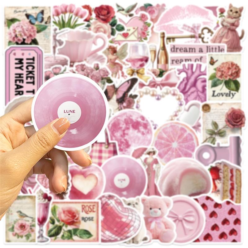 10/30/50PCS Kawaii Pink Angel PVC Sticky Sticker Aesthetic Stationery DIY Children's Decoration Scrapbooking School Supplies