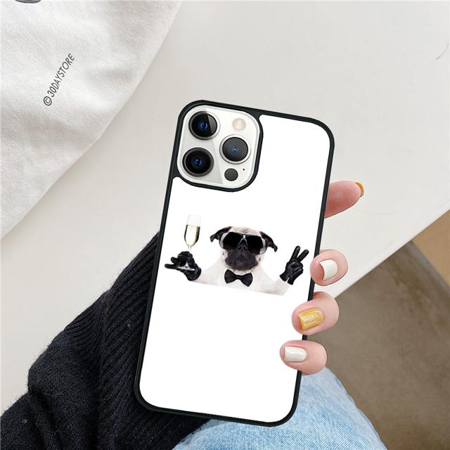 Animal Butterfly Dog Pug Phone Case Cover For iPhone 17 Air 15 16 14 13 12 Pro Max 11 Pro Max Plus Coque Shell