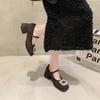 French Thick Heel Mary Jane Shoes Women's Spring New with Skirt Rhinestone Single Shoes Evening Breeze Fairy Style Heels