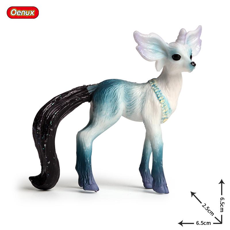 Oenux Original Genuine Fairy Tale Fly Horse Simulation Animal Mythical Elves Elf Pegasus Action Figures Model PVC Cute Kids Toy