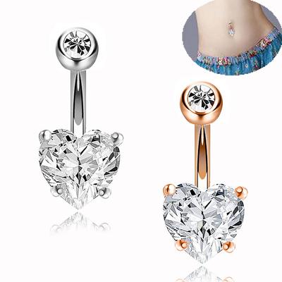 Fashion Heart Shape Sexy Belly Button Rings Belly Piercing Zircon Body Jewelry Navel Piercing Rings
