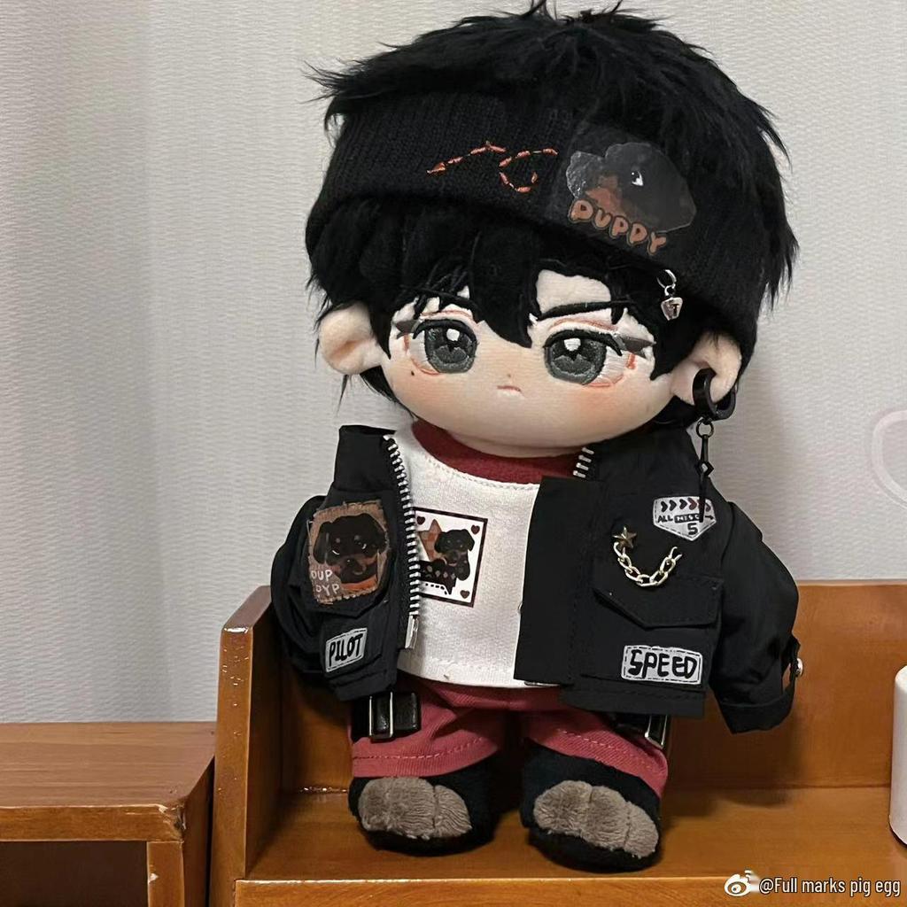 20cm Doberman Cotton Doll with Cool Outfit Set