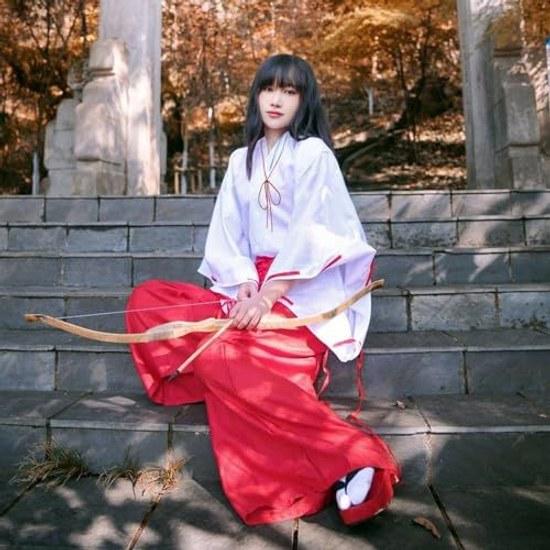 Formemory Miko Outfit Costume Traditional Clothing Japanese Style Halloween Mini Ribbon Shrine Cosplay White Red Ladies Loose Fit Year School Festival