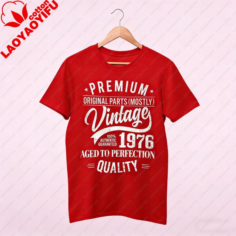 1976 46th Birthday Tshirt Funny Vintage Parts Gift Present for Him Her Idea Printed Tshirt Tops Allmatch Casual Shortsleev