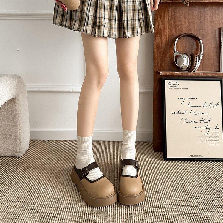 [Youshilai] Round Head Thick Bottom Lazy One-pedal Women's 2025 Spring New Belt Buckle Fashionable Outer Slippers