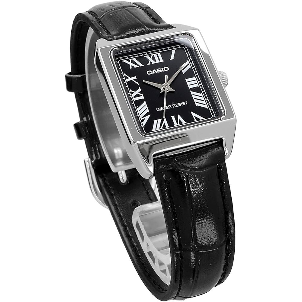 Casio Standard Quartz Women's Watch LTP-V007L-1B Silver Black Leather Band