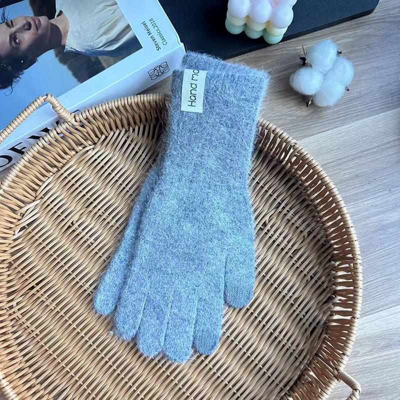 Wind Rabbit Plush Cute Warm Knitted Wool Gloves Long Girl Pink Thickened Soft Cold-proof