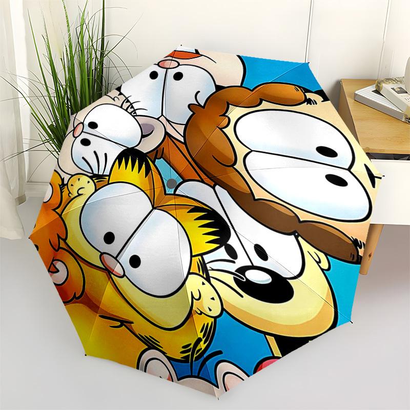 1pc Garfield & Friends Auto Open Umbrella, Portable 3-Fold Design with 8-Bone Iron Frame, Outdoor, Perfect Gift for Fans, Travelers, Everyday Use, Sui