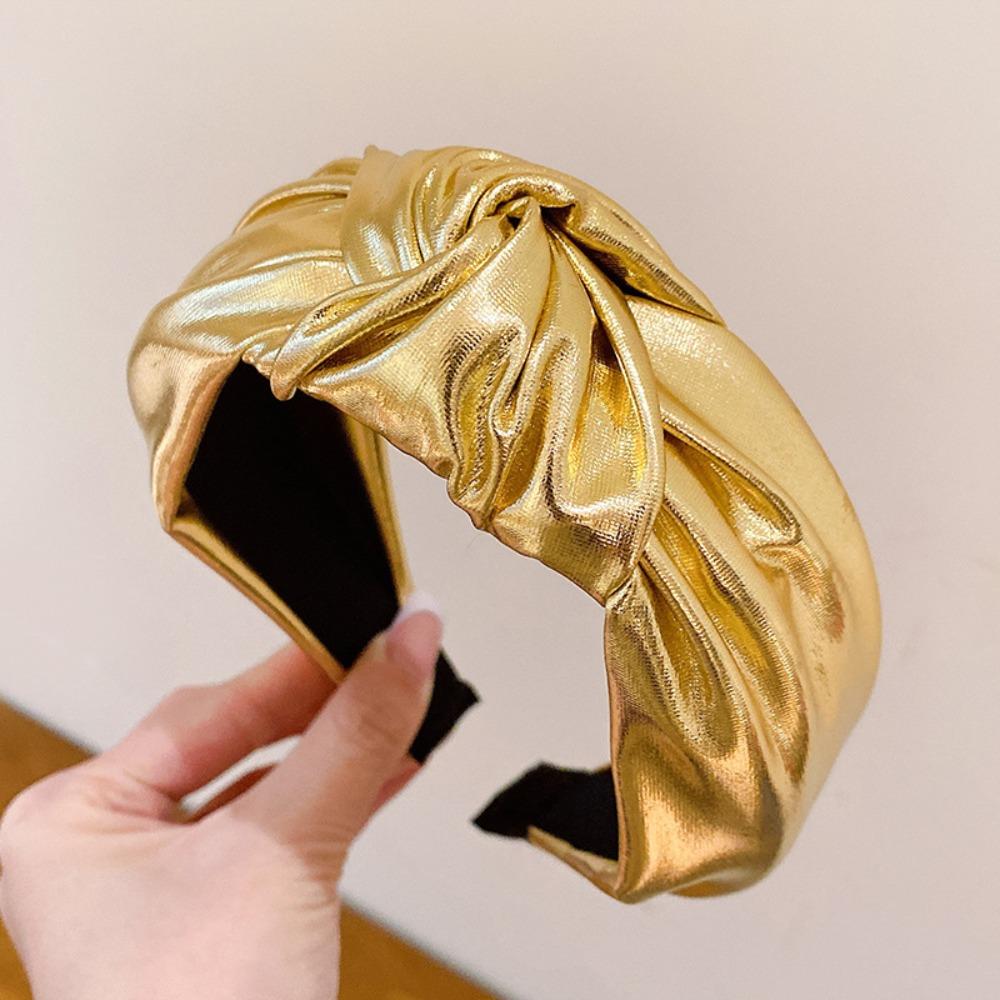 

Synthetic Leather Travel Headband Wide Lady Hairband Fashion Knot Head Hoop For Women Girls золотий