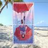 Vintage Rainy Girl Print Beach Towel Patterned Sunscreen And Windproof Suitable For Swimming Pool Camping Travel Blanket