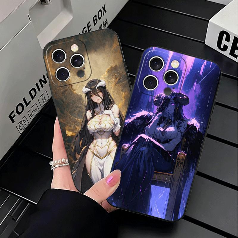 Albedo O-Overlords Anime Soft Phone Case for iPhone 16 16E 17 Air 15 Pro Max 14 Plus 13 Mini 11 12 7 Black Cover Back Shell