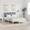 White Upholstered Bed Frame with Headboard 135 x 190 cm